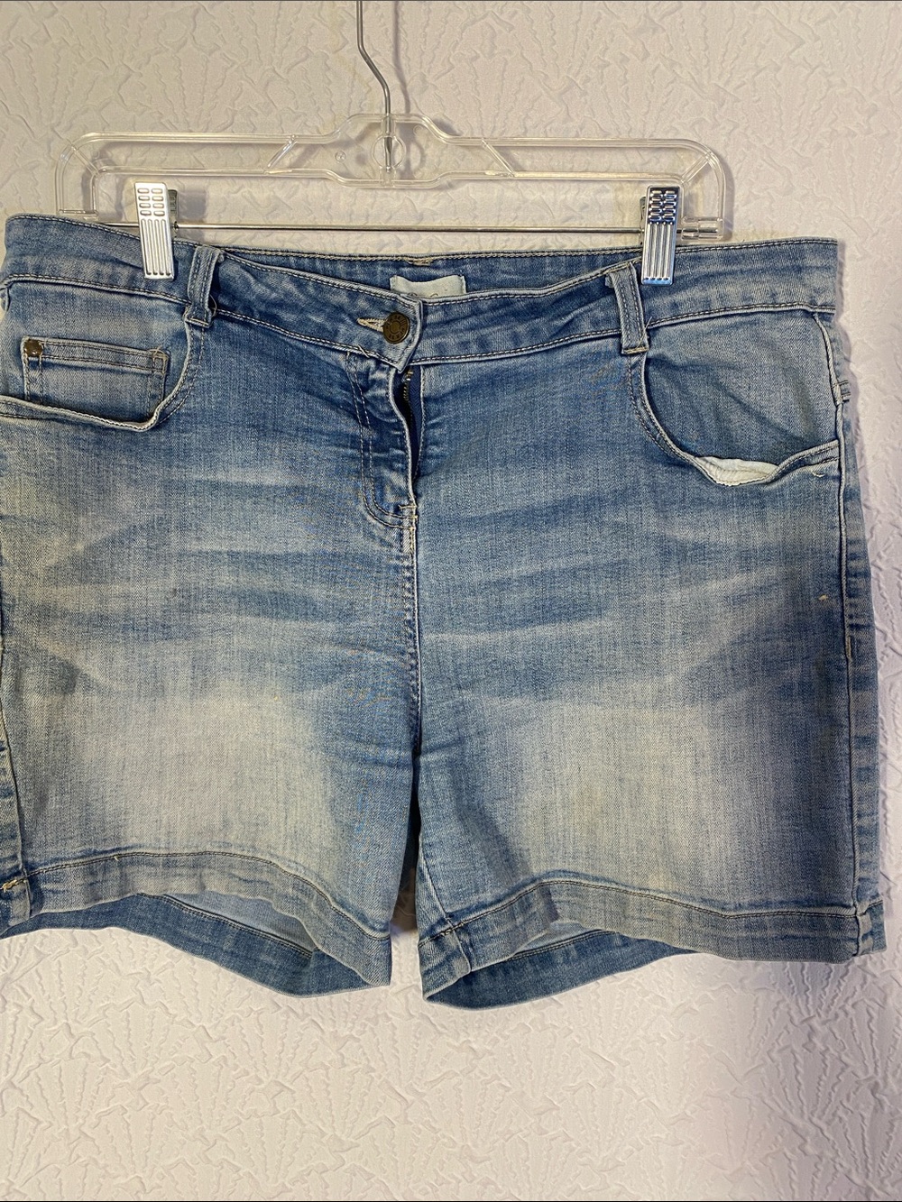 Per Se Light Blue Washed Denim Shorts